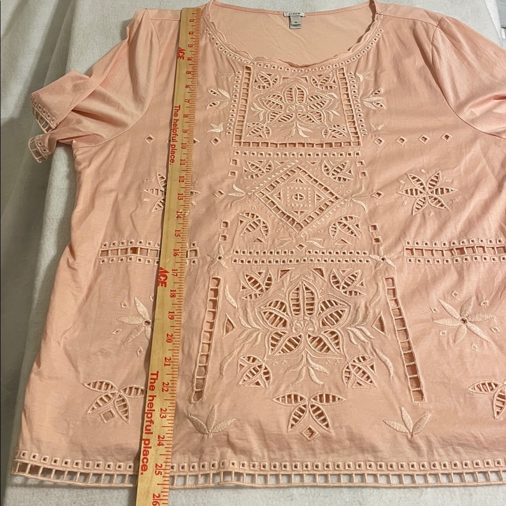 J. Crew Peach Embroidered Cutwork Tunic - Picture 10 of 13